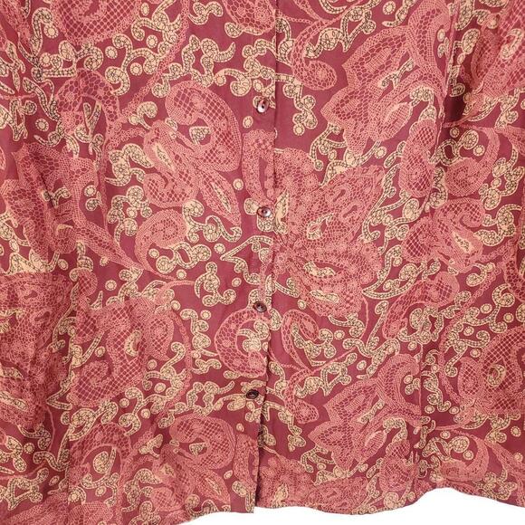 Avenue Top Womens 18 20 Silk Sheer Ruffle Poets Sleeve Romantic Grunge Paisley - Picture 3 of 10